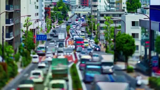 Časový Průběh Miniaturní Dopravní Zácpy Městské Ulici Tokiu Kvalitní Záběry — Stock video