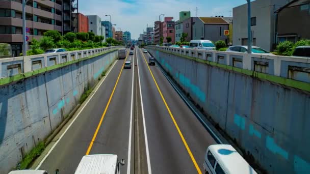 Timelapse Trafikstockning Den Urbana Gatan Tokyo Bred Skott Panorering Högkvalitativ — Stockvideo