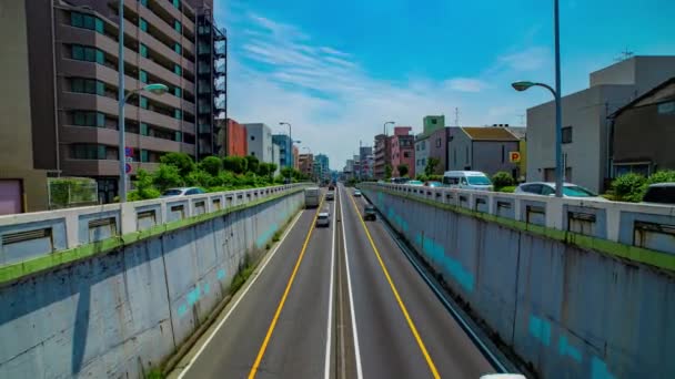 Timelapse Traffic Jam Urban Street Tokyo Wide Shot Zoom High — Stock Video