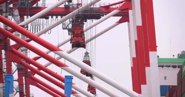 Industrial Crane Wharf Tokyo Cloudy Day Long Shot High Quality — Vídeos de Stock