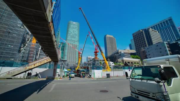 Timelapse Guindaste Construção Tóquio Tiro Largo Imagens Alta Qualidade Minato — Vídeo de Stock