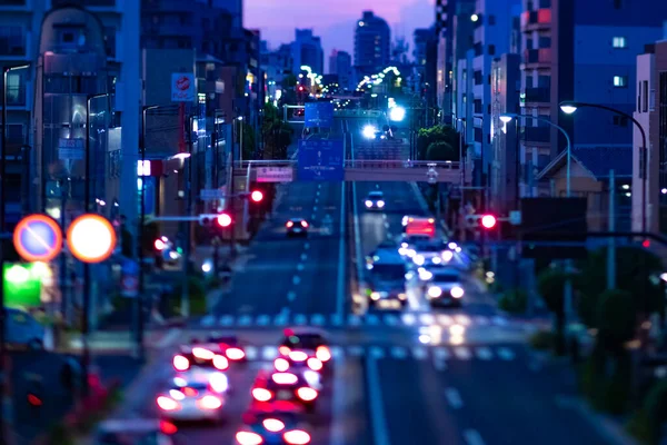 Miniature Traffic Jam Street Setagaya Tokyo Dusk High Quality Photo — Stok fotoğraf