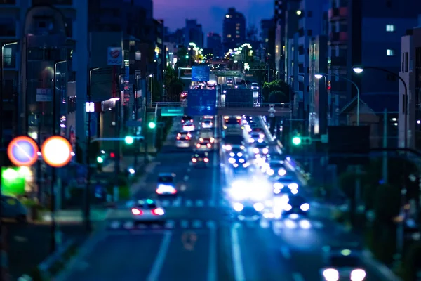 Miniature Traffic Jam Street Setagaya Tokyo Dusk High Quality Photo — Stock Fotó