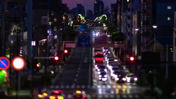 Dusk Timelapse Miniature Traffic Jam Street Setagaya Tokyo High Quality — Vídeo de Stock