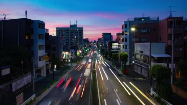 Een Schemering Tijdspanne Van File Straat Setagaya Hoge Kwaliteit Beeldmateriaal — Stockvideo