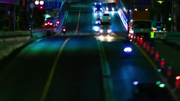 Ночной Хронометраж Пробки Городской Улице Токио Высококачественные Кадры Токийский Район — стоковое видео