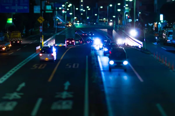 Embouteillage Miniature Nocturne Dans Rue Urbaine Tokyo Photo Haute Qualité — Photo