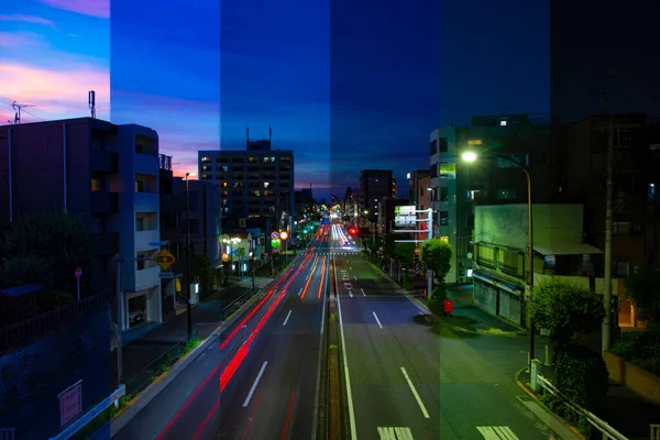A sliced time lapse photography of panoramic cityscape in Tokyo day to night. Shibuya district Tokyo Japan - 06.28.2022. High quality photo. Setagaya district Tokyo Japan 06.28.2022 Here is downtown