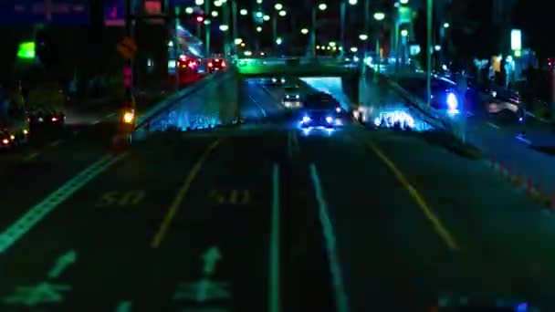 Нічний Таймелапс Мініатюрного Затори Міській Вулиці Токіо Високоякісні Кадрів Сетагая — стокове відео