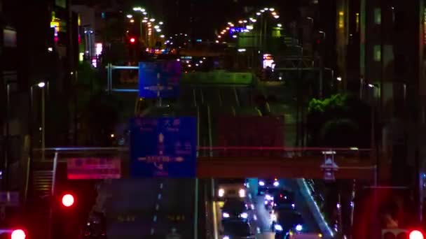 Night Timelapse Traffic Jam Urban Street Tokyo Long Shot High — Stockvideo