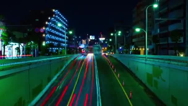 Tokyo Daki Şehir Sokağındaki Trafik Sıkışıklığının Gece Görüntüsü Yüksek Kalite — Stok video