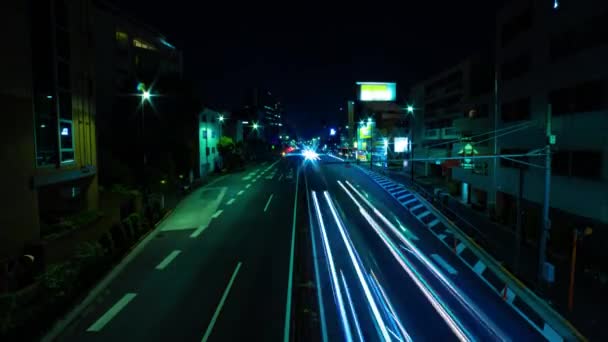 Tokyo Daki Şehir Sokağındaki Trafik Sıkışıklığının Gece Görüntüsü Yüksek Kalite — Stok video
