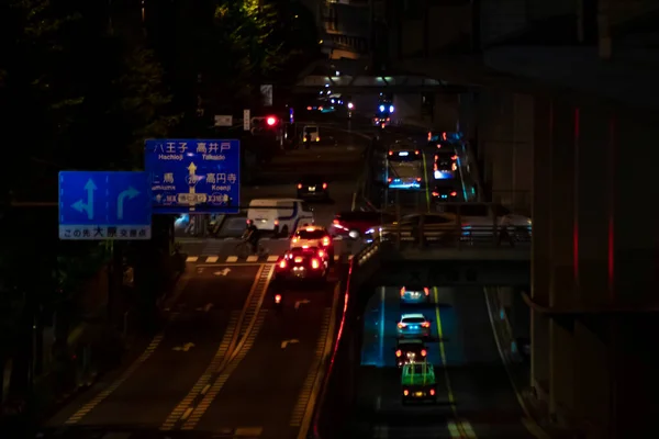 Night Traffic Jam Highway Tokyo Long Shot High Quality Photo — Stockfoto