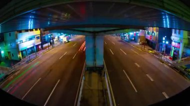 A night timelapse of the traffic jam at the urban street in Tokyo fish eye shot. Setagaya district Tokyo Japan 07.11.2022 Here is a downtown street in Tokyo. High quality 4k footage