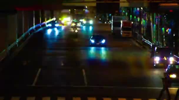 Night Timelapse Traffic Jam Highway Tokyo Long Shot Setagaya District — ストック動画