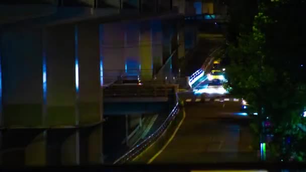 Night Timelapse Traffic Jam Highway Tokyo Long Shot Setagaya District — Video Stock