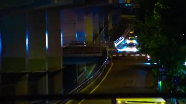 Night Timelapse Traffic Jam Highway Tokyo Long Shot Setagaya District — Stock Video