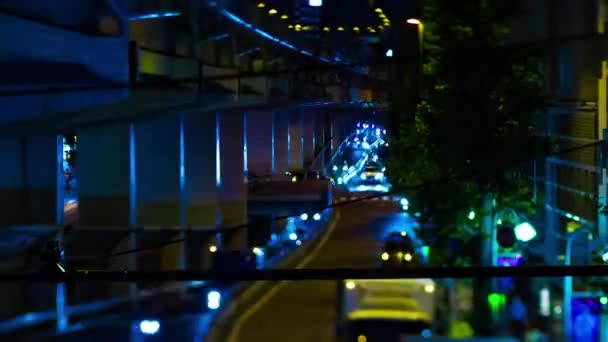 Night Timelapse Miniature Traffic Jam Highway Tokyo Setagaya District Tokyo — ストック動画