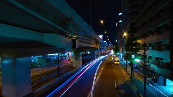 Night Timelapse Traffic Jam Urban Street Tokyo Wide Shot Setagaya — Vídeos de Stock