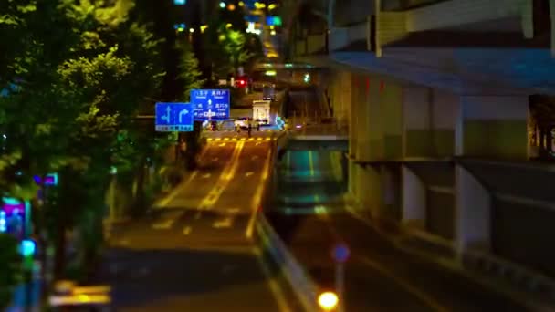 Night Timelapse Miniature Traffic Jam Highway Tokyo Setagaya District Tokyo — стоковое видео