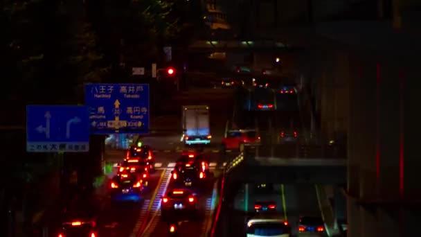 Night Timelapse Traffic Jam Highway Tokyo Long Shot Setagaya District — ストック動画