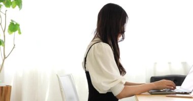 Tokyo Japan 06.19.2022. This working scene is acted by Japanese model in the office. High quality 4k footage