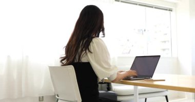Tokyo Japan 06.19.2022. This working scene is acted by Japanese model in the office. High quality 4k footage