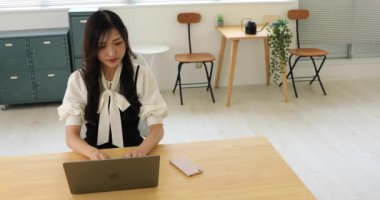 Tokyo Japan 06.19.2022. This working scene is acted by Japanese model in the office. High quality 4k footage