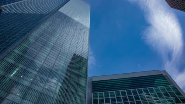 Timelapse Cloud Reflecting Building Business Town Wide Shot High Quality — Stockvideo