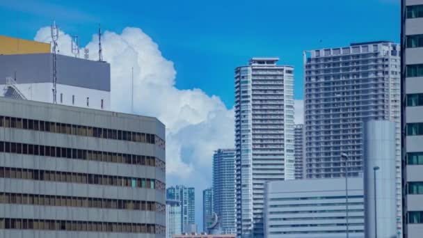 Timelapse Cloud Reflecting Building Business Town Long Shot Zoom High — Stok Video