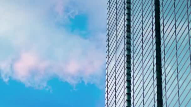 Timelapse Cloud Reflecting Building Business Town Long Shot Panning High — Wideo stockowe