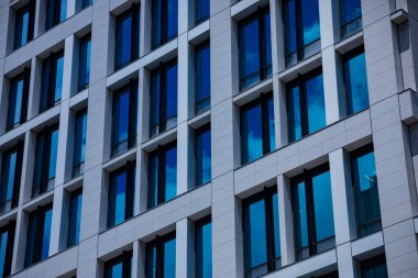 A cloud reflecting the building in the business town long shot. High quality photo. Chiyoda district Koujimachi Tokyo Japan 07.28.2022 Here is a center of the city in Tokyo. 