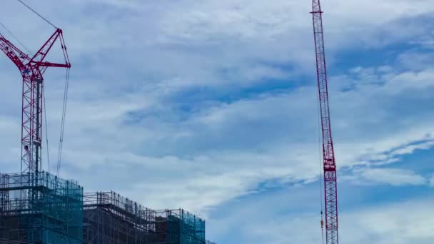 Timelapse Moving Cranes Construction Daytime High Quality Footage Nerima District — Vídeo de Stock