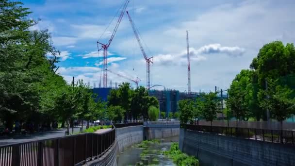 Timelapse Moving Cranes Construction Daytime High Quality Footage Nerima District — Wideo stockowe