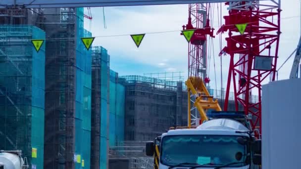 Timelapse Moving Cranes Construction Daytime High Quality Footage Nerima District — Vídeo de Stock