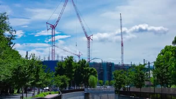 Timelapse Moving Cranes Construction Daytime High Quality Footage Nerima District — Wideo stockowe
