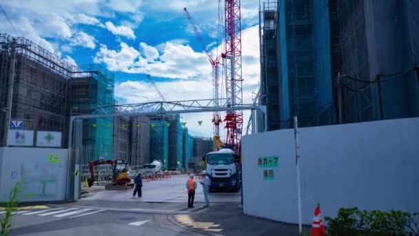 Timelapse Moving Cranes Construction Daytime High Quality Footage Nerima District — Video Stock