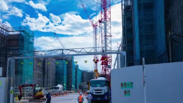Timelapse Moving Cranes Construction Daytime High Quality Footage Nerima District — Video