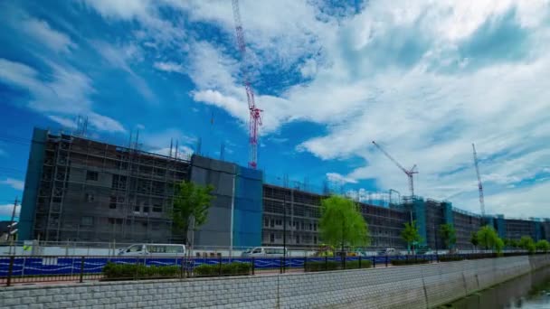 Timelapse Moving Cranes Construction Daytime High Quality Footage Nerima District — Video Stock