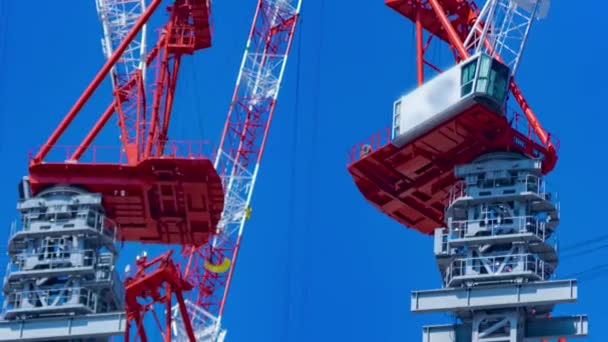 Timelapse Crane Construction Tokyo Long Shot High Quality Footage Minato — Stockvideo