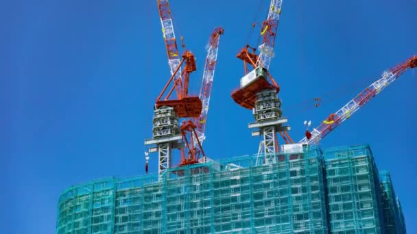 Timelapse Crane Construction Tokyo Long Shot High Quality Footage Minato — Vídeo de Stock