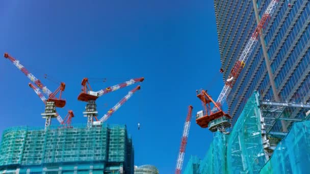 Timelapse Crane Construction Tokyo High Quality Footage Minato District Iikurakatamachi — Vídeos de Stock