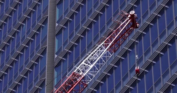 Stopping Cranes Construction Daytime Long Shot High Quality Footage Minato — Αρχείο Βίντεο