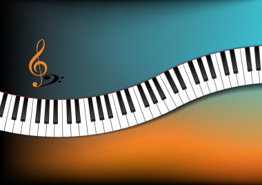 Teal and Orange Background Curved Piano Keyboard clipart