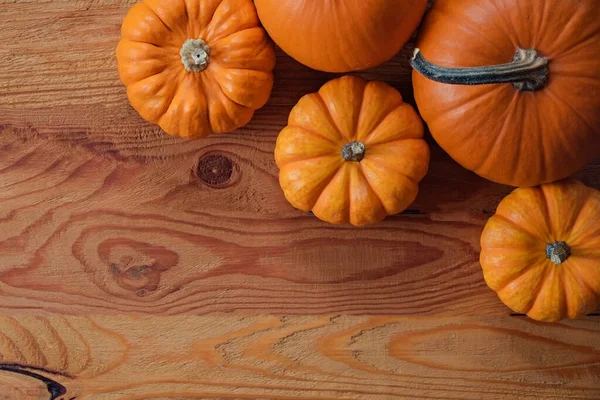 Close Shot Van Een Klassieke Oranje Baby Boo Pompoenen Hout — Stockfoto