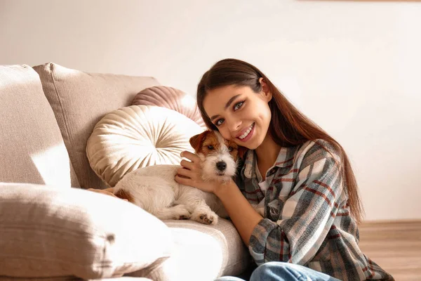 Portrait Young Beautiful Woman Playing Her Adorable Four Months Old — 图库照片