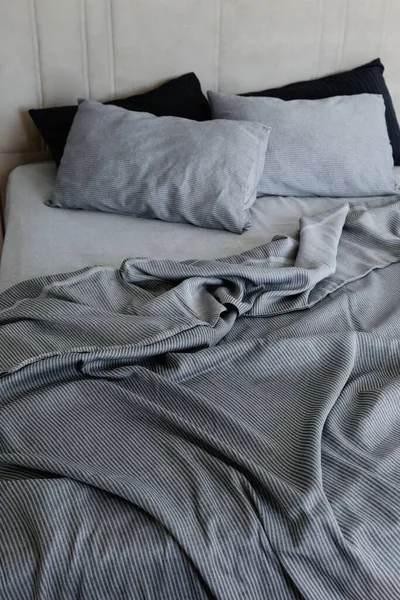 Room Empty King Sized Bed Headboard Perfectly Clean Ironed Sheets — Foto Stock