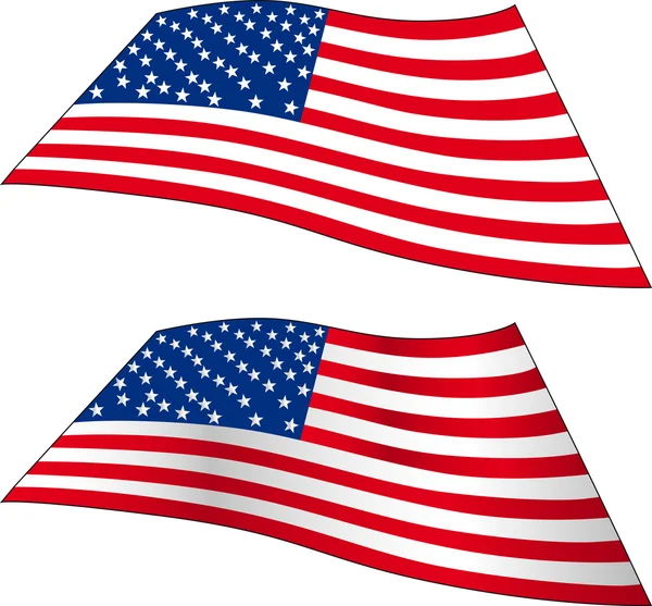 Dos banderas americanas — Vector de stock