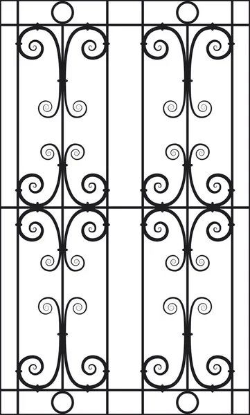 Wrought Iron Window Design Silhouette Cutout — Stock Vector