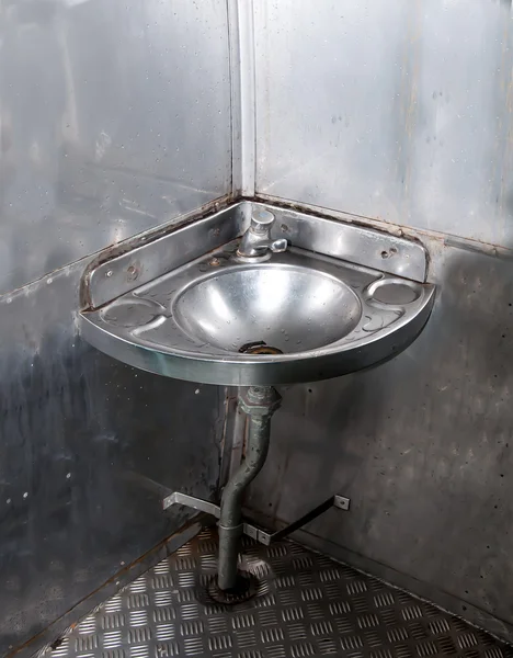 Basin stainless steel on train — Stock Photo, Image